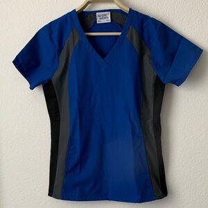 Women's  Scrubs Top V-Neck Blue and Black All Star Uniforms